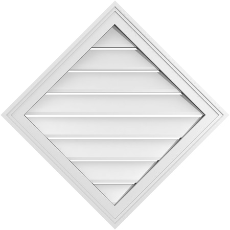 Ekena Millwork Diamond Surface Mount PVC Gable Vent: Non-Functional, w/ 2"W x 1-1/2"P Brickmould Frame, 26"W x 26"H GVPDI26X2602SN